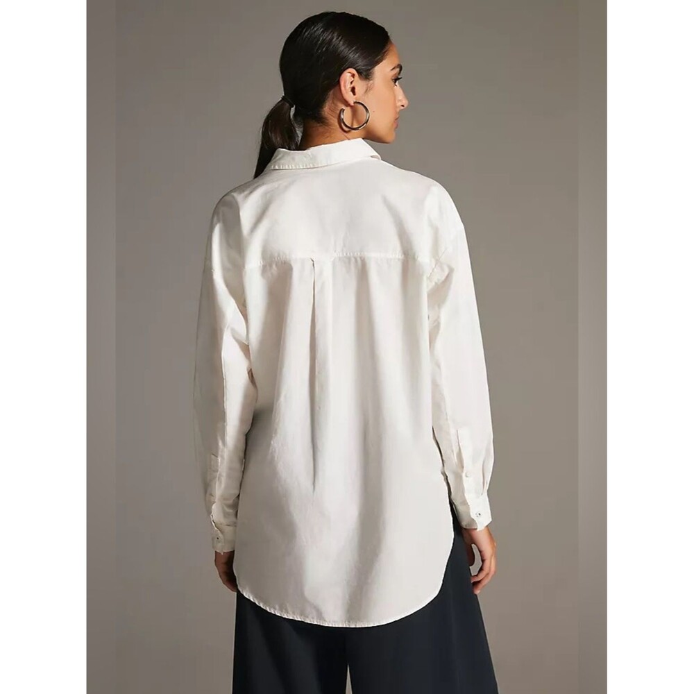 Pilcro Natural White Oversized Cotton Shirt Sz XL Closet Staple Minimalist Chic - Picture 3 of 14